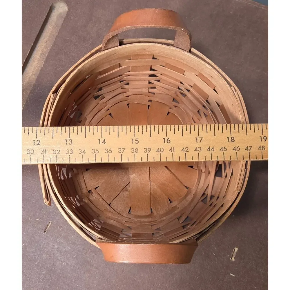 Vintage 1991 Longaberger Handwoven Wood Button Basket 7